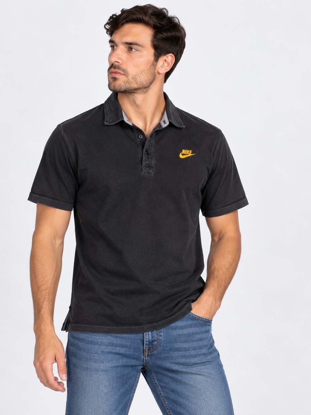 Nike Performance Men’s Polo Shirt XXL Black Orange Embroidered Swoosh